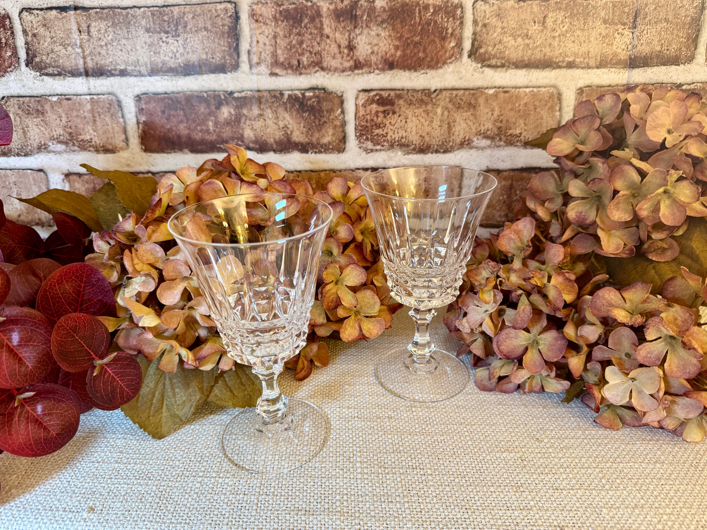W.M. Dalton French 24% Lead Crystal Stemware Goblets , 2 pc, Vintage, Made in France