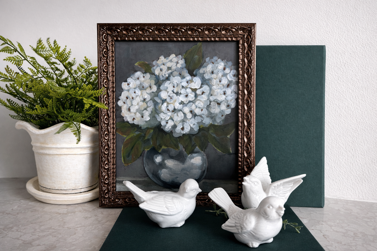 Porcelain Birds: Set of 3 Vintage White Porcelain Bird Figurines, Shelf Accents