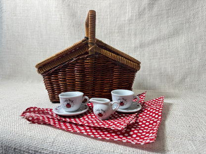 Wicker Basket with handle child's tea party set