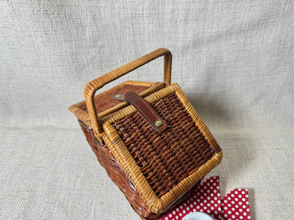 Wicker Basket with handle child's tea party set