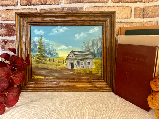 Vintage Framed Original Oil Painting, Barn