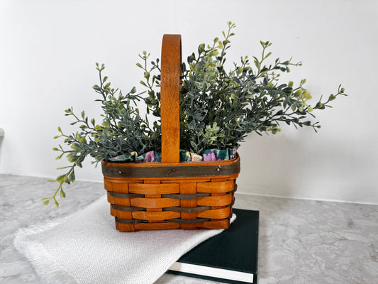 Vintage 1993 Longaberger Easter Basket with Floral Liner and Protector