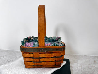 Vintage 1993 Longaberger Easter Basket with Floral Liner and Protector