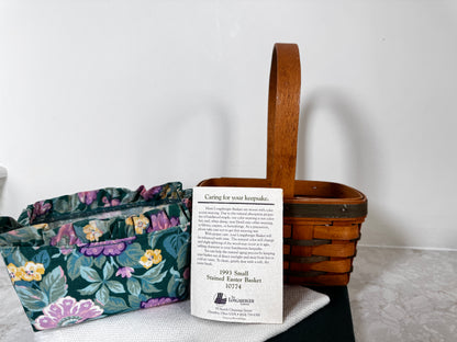Vintage 1993 Longaberger Easter Basket with Floral Liner and Protector