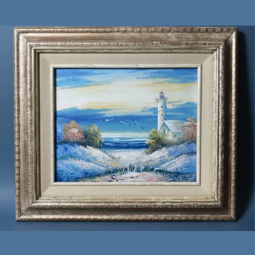 Original Oil Painting, Framed, The Lighthouse