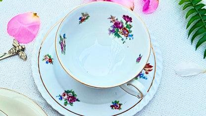 Vintage Teacup & Saucer with a Sweet Honey Bee Silver Spoon